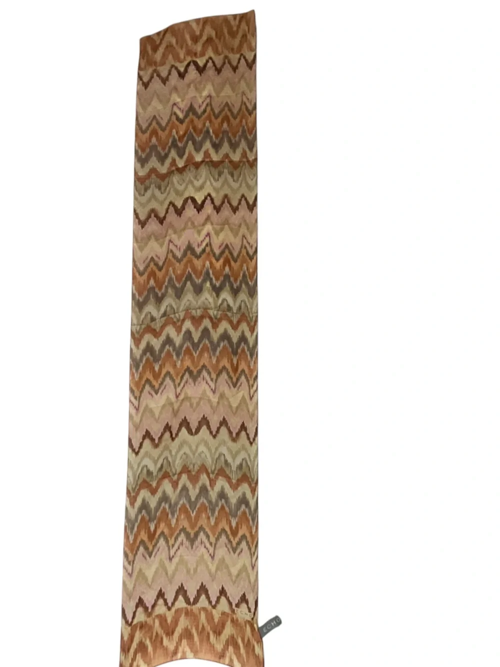 Echo 100% Silk Scarf Chevron Zigzag Print Pink Brown Orange Oblong